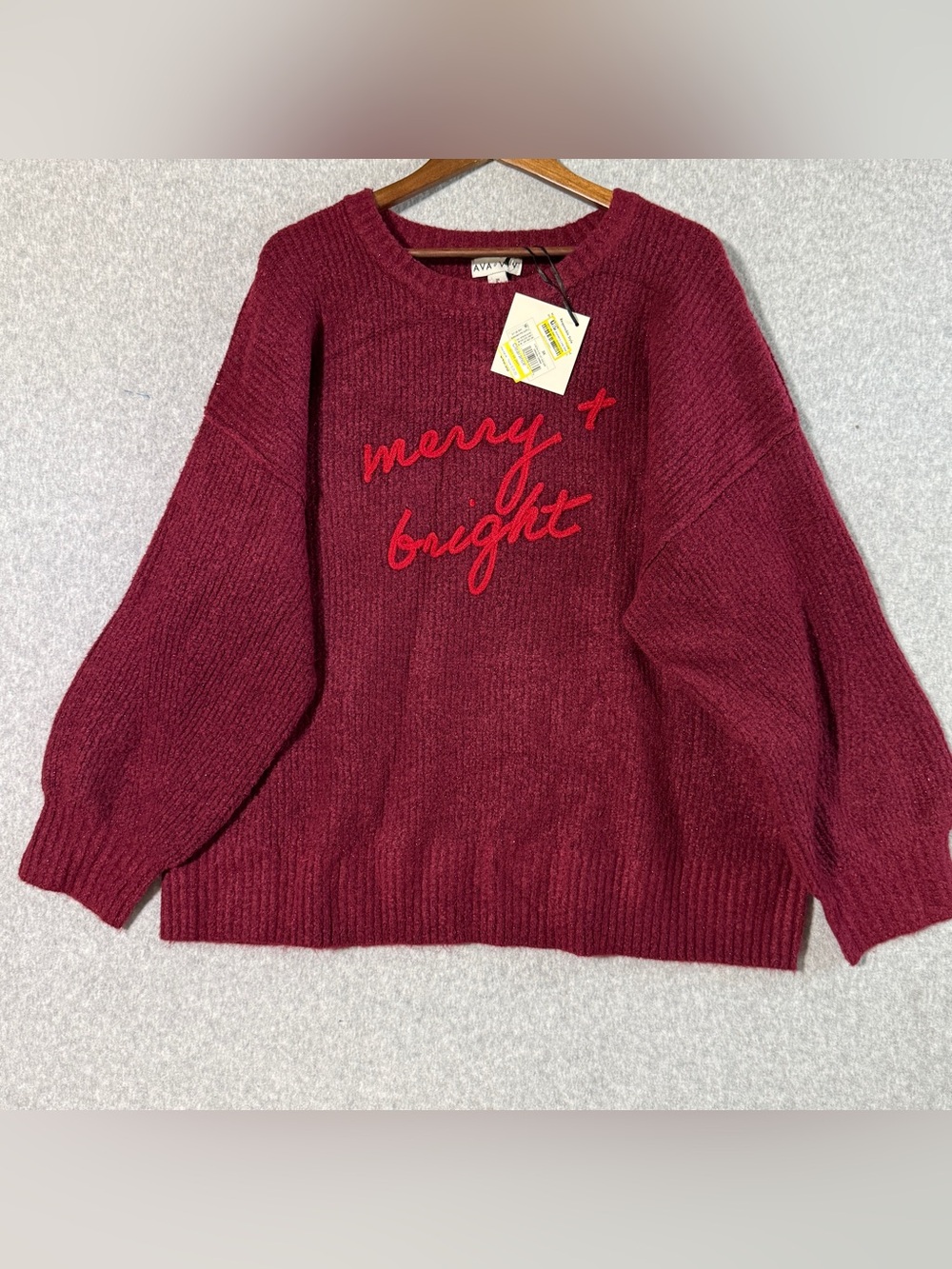 Target Women's Burgundy Knit Crewneck Sweater with Red Script